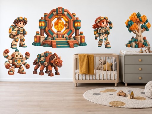 Minecraft Průzkumníci u jantarové brány samolepky na zeď, Minecraft Průzkumníci u jantarové brány tapety na zeď, Minecraft Průzkumníci u jantarové brány dekorace na zeď, Minecraft Průzkumníci u jantarové brány nálepky na zeď
