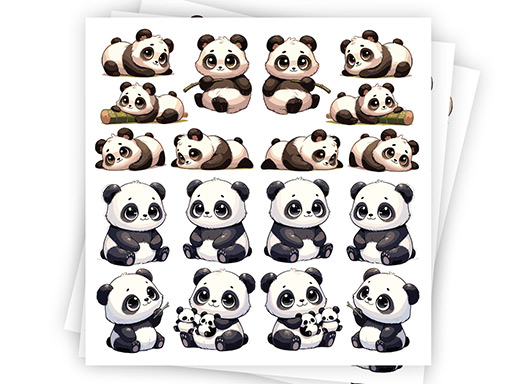 mini pandy samolepky na zeď, mini pandy nálepky na zeď, mini pandy dekorace na zeď, mini pandy samolepící nálepky na zeď