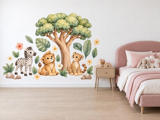 Mláďata savany pod stromem samolepky na zeď, Mláďata savany pod stromem tapety na zeď, Mláďata savany pod stromem dekorace na zeď, Mláďata savany pod stromem nálepky na zeď