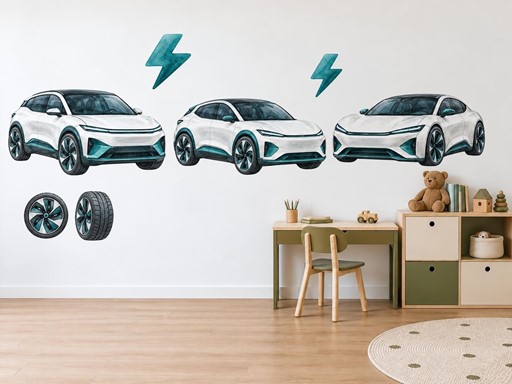 Moderní elektromobily samolepky na zeď, Moderní elektromobily tapety na zeď, Moderní elektromobily dekorace na zeď, Moderní elektromobily nálepky na zeď
