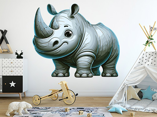 nosorožec samolepky na zeď, nosorožec nálepky na zeď, nosorožec dekorace na zeď, nosorožec samolepící nálepky na zeď