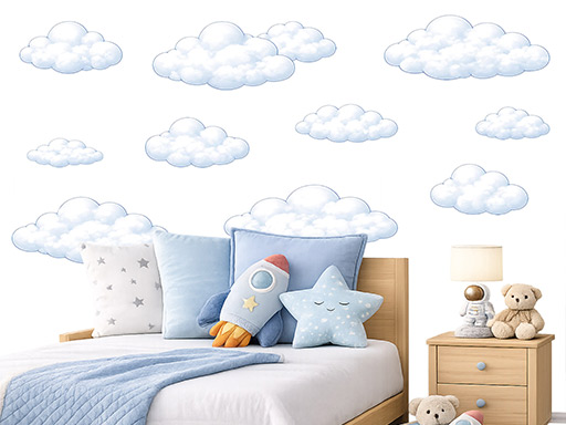 Oblaka samolepky na zeď, oblaka nálepky na stěnu, oblaka dekorace na zeď, oblaka nálepka na zeď