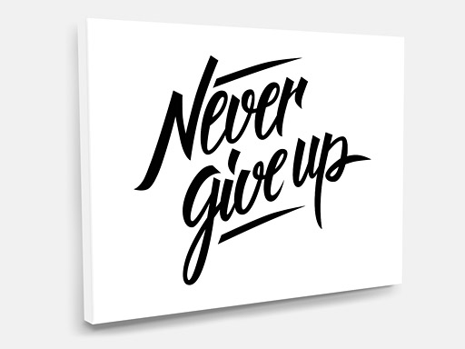 obraz na plátně Never give up, tištěný obraz na plátno Never give up, obraz na zeď Never give up, obraz na stěnu Never give up