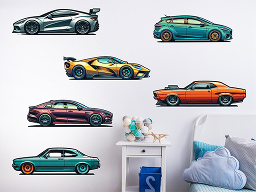 Osobní auta samolepky na zeď, Osobní auta nálepky na stěnu, Osobní auta dekorace na zdi, Osobní auta tapety na zdi
