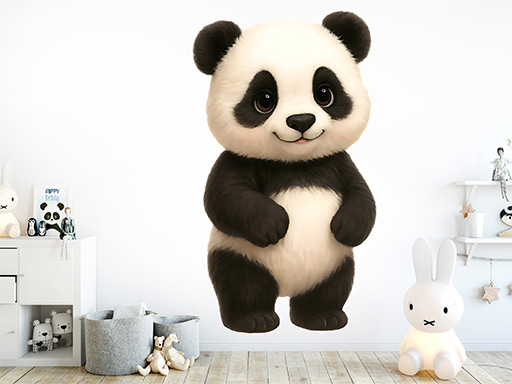 Panda samolepka na zeď, Panda nálepky na zeď, Panda dekorace na stěnu, Panda samolepící dekor na stěny, Panda samolepící tapety na zeď
