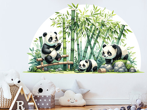 Pandy a větvičky samolepky na zeď, Pandy a větvičky nálepky na zeď pro děti, Pandy a větvičky dětské dekorace na zeď, Pandy a větvičky samolepící nálepky na zeď