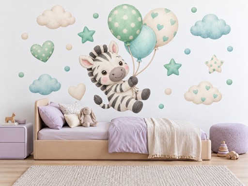 Plyšová zebra s balónky