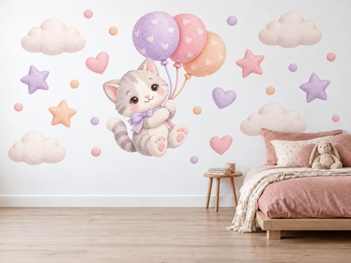 Plyšové koťátko s balonky