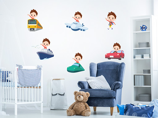 Postavičky na výletě samolepky na zeď, Postavičky na výletě nálepky na zeď pro děti, Postavičky na výletě dětské dekorace na zeď, Postavičky na výletě samolepící nálepky na zeď