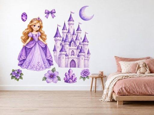 Princezna ve fialovém království samolepky na zeď, Princezna ve fialovém království tapety na zeď, Princezna ve fialovém království dekorace na zeď, Princezna ve fialovém království nálepky na zeď
