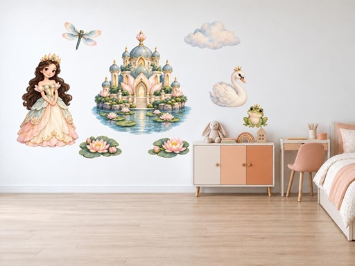 Princezna z leknínového zámku samolepky na zeď, Princezna z leknínového zámku tapety na zeď, Princezna z leknínového zámku dekorace na zeď, Princezna z leknínového zámku nálepky na zeď