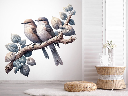Ptáci na větvi samolepky na zeď, Ptáci na větvi nálepky na stěnu, Ptáci na větvi dekorace na zdi, Ptáci na větvi tapety na zdi