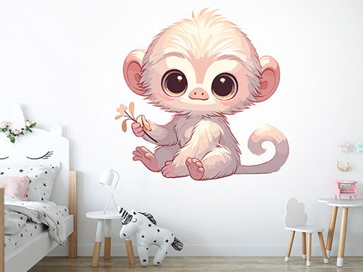 Roztomilá opička samolepky na zeď, Roztomilá opička nálepky na zeď, Roztomilá opička dekorace na zeď, Roztomilá opička samolepící nálepky na zeď