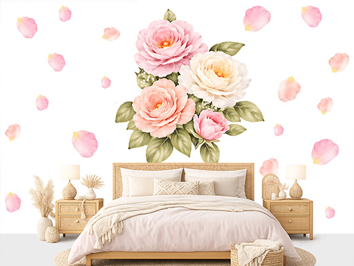 Růže samolepky na zeď, Růže tapety na zeď, Růže dekorace na zeď, Růže nálepky na zeď