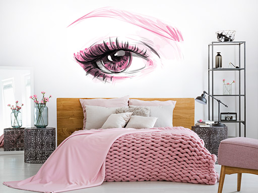 Růžové oko samolepky na zeď, Růžové oko nálepky na stěnu, Růžové oko dekorace na zdi, Růžové oko tapety na zdi