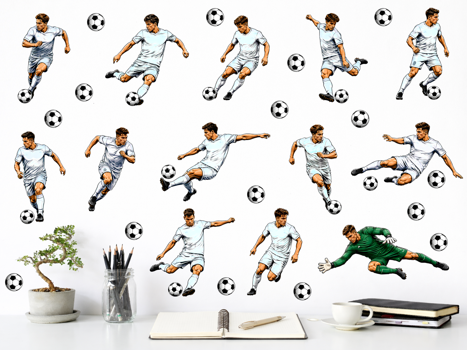 Sada fotbalistů barva na přání samolepky na zeď, Sada fotbalistů barva na přání nálepky na zeď, Sada fotbalistů barva na přání dekorace na zeď, Sada fotbalistů barva na přání samolepící nálepky na zeď
