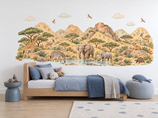 Safari v kopcích samolepky na zeď, Safari v kopcích tapety na zeď, Safari v kopcích dekorace na zeď, Safari v kopcích nálepky na zeď