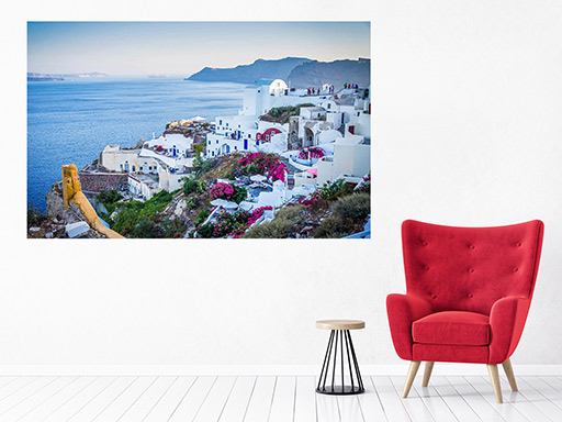 Santorini samolepka na zeď, Santorini plakát na zeď, Santorini plakát dekorace na zeď, Santorini plakát na stěnu, Santorini plakát na zeď