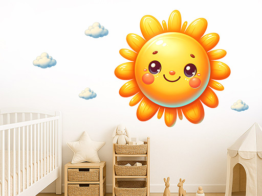 Slunce pro děti samolepka na zeď, Slunce pro děti nálepky na zeď, Slunce pro děti dekorace na stěnu, Slunce pro děti samolepící dekor na stěny, Slunce pro děti samolepící tapety na zeď