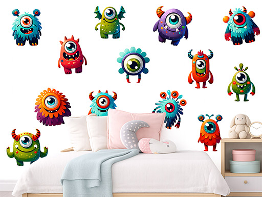 Strašidýlka samolepky na zeď, Strašidýlka nálepky na zeď, Strašidýlka dekorace na zeď, Strašidýlka samolepící nálepky na zeď