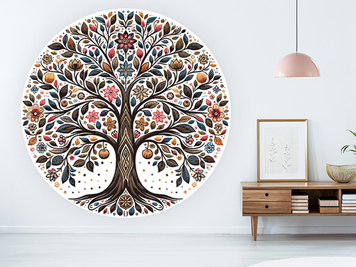 Strom mandala samolepky na zeď, Strom mandala nálepky na stěnu, Strom mandala dekorace na zdi, Strom mandala tapety na zdi