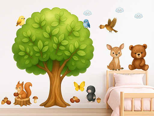 Strom pro děti samolepky na zeď, Strom pro děti nálepky na stěnu, Strom pro děti dekorace na zdi, Strom pro děti tapety na zdi