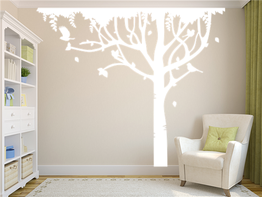 Strom s ptáčky samolepky na zeď, Strom s ptáčky dekorace na zeď, Strom s ptáčky samolepící dekorace na zdi, Strom s ptáčky nálepky na stěnu