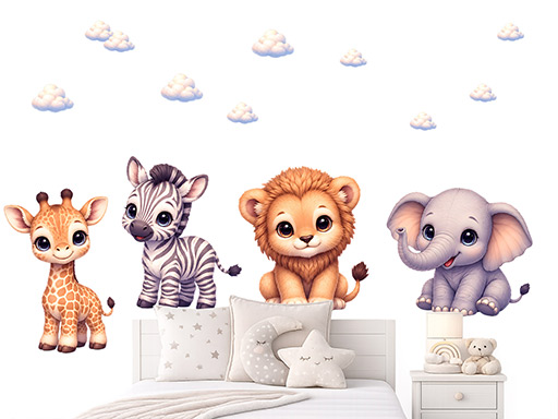 Styl Disney safari zvířátka samolepky na zeď, Styl Disney safari zvířátka tapety na zeď, Styl Disney safari zvířátka dekorace na zeď, Styl Disney safari zvířátka nálepky na zeď