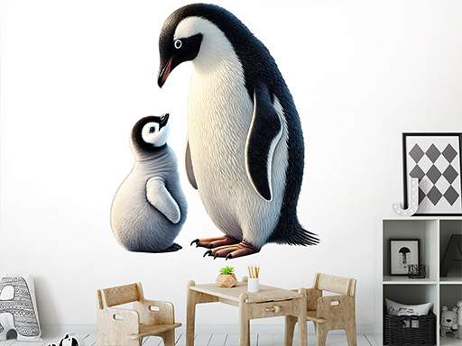 Tučňáci samolepka na zeď, Tučňáci nálepky na zeď, tučňák dekorace na stěnu, tučňáček samolepící dekor na stěny, Tučňáci samolepící tapety na zeď