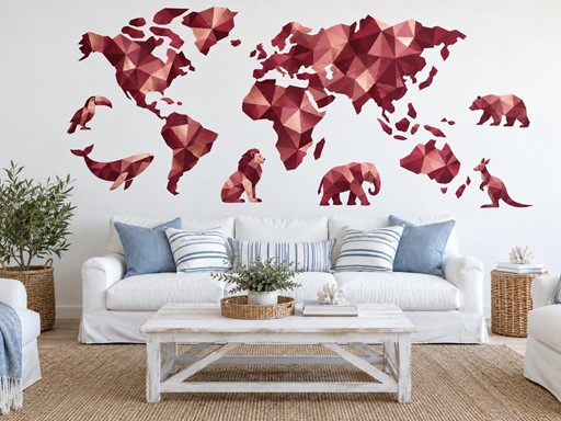 Vínová mapa světa se zvířaty