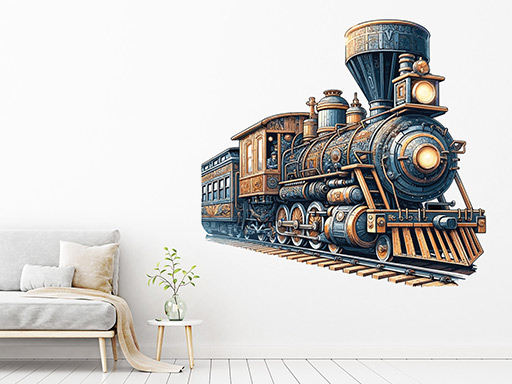 vlak samolepky na zeď, vlak nálepky na zeď, vlak dekorace na zeď, vlak samolepící nálepky na zeď