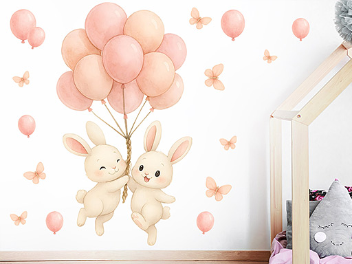 Zajíčci s růžovými balónky