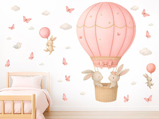 Zajíčci v růžovém balónu