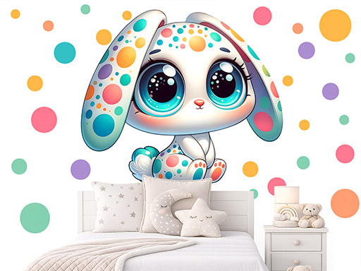 Zajíček samolepka na zeď, Zajíček nálepky na zeď, Zajíček dekorace na stěnu, Zajíček samolepící dekor na stěny, Zajíček samolepící tapety na zeď