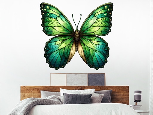 Zelený motýl samolepka na zeď, Zelený motýl nálepky na zeď, Zelený motýl dekorace na stěnu, Zelený motýl samolepící dekor na stěny, Zelený motýl samolepící tapety na zeď