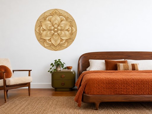 Zlatá květinová mandala samolepky na zeď, Zlatá květinová mandala tapety na zeď, Zlatá květinová mandala dekorace na zeď, Zlatá květinová mandala nálepky na zeď