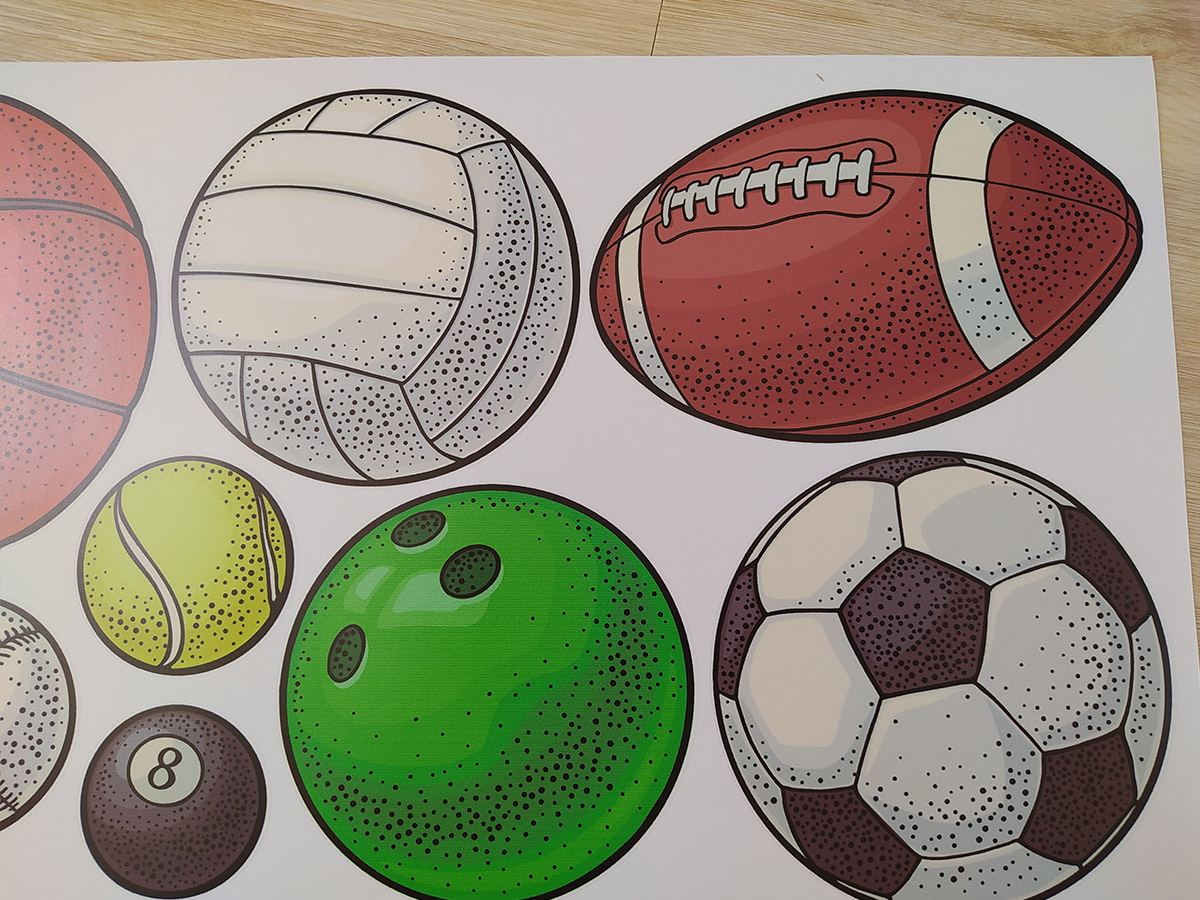 Sportovní míče samolepky na zeď, Sportovní míče nálepky na zeď, Sportovní míče dekorace na zeď, Sportovní míče samolepící nálepky na zeď