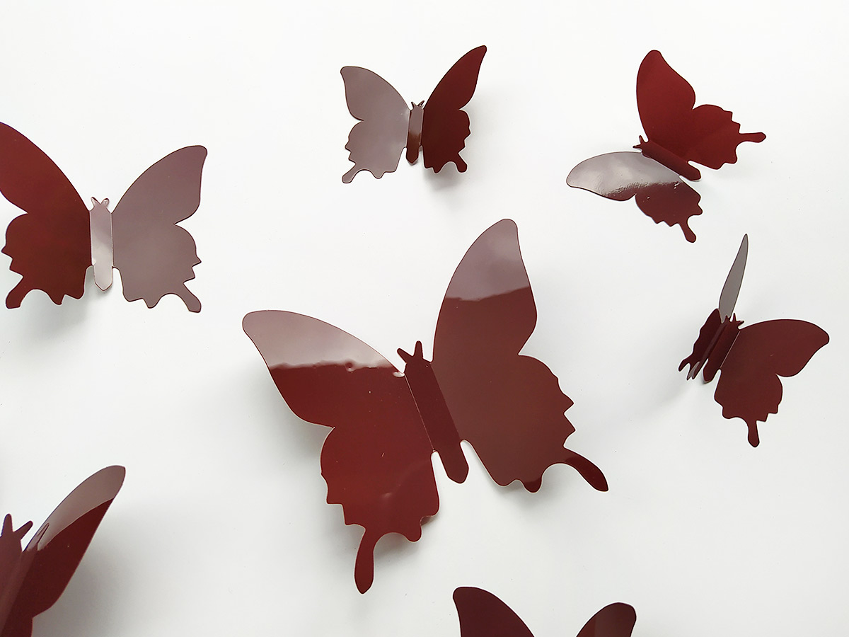3D dekorace motýli hnědí, 3D samolepky na zeď motýli hnědá, 3D nálepky na zeď motýlci hnědí, 3D dekorace na stěnu motýlci hnědá
