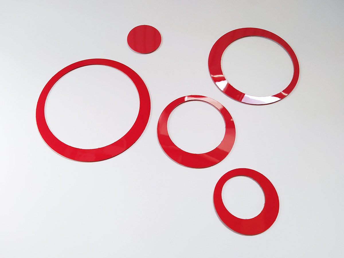 3D dekorace na zeď kruhy červená, 3D samolepky na zeď kruhy červené, 3D nálepky na zeď kruhy červené, 3D dekorace na stěnu kruhy červená